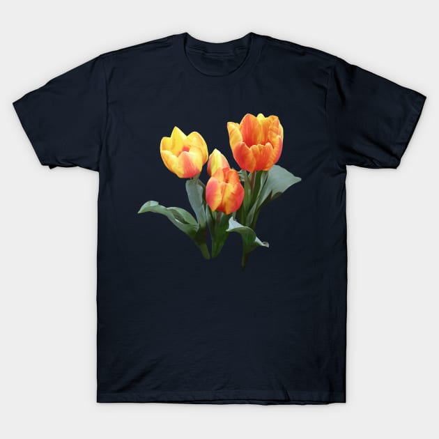 Three Orange and Yellow Tulips T-Shirt by SusanSavad